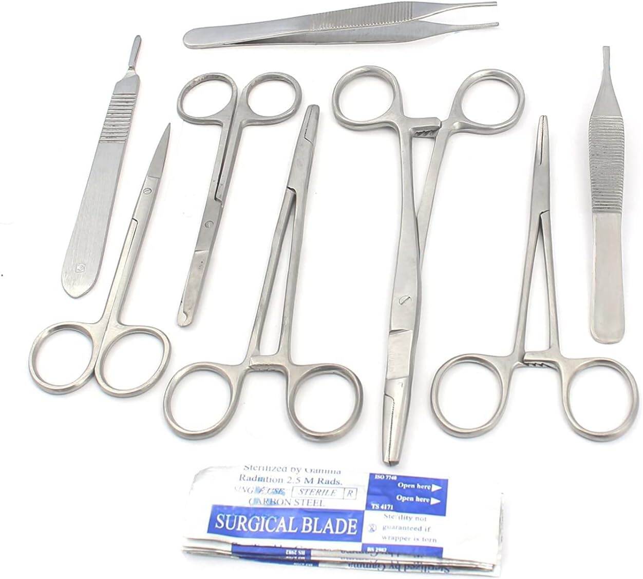 Picture of Set Of 9 Pcs Student Basic Comprehensive Instruments!scissors ! Needle Holder ! Forceps ! Scalpel Handle +10 Blade - Int: One size