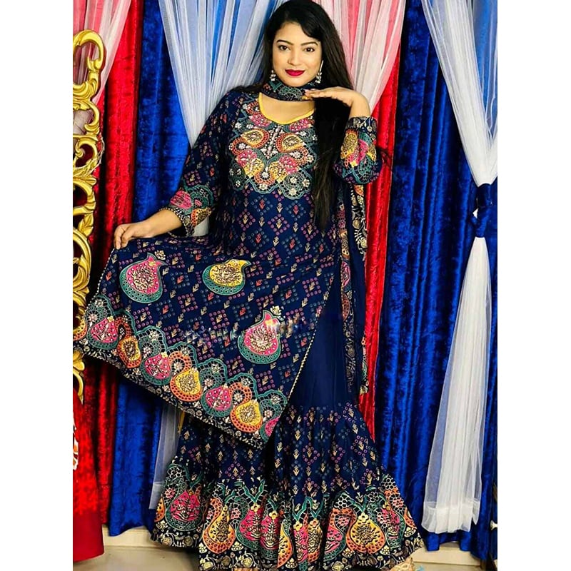 Picture of New Arrived Readymade  Stylish And Comfortable Made By Lilen  Fabric Ghararah Three Piece For Women