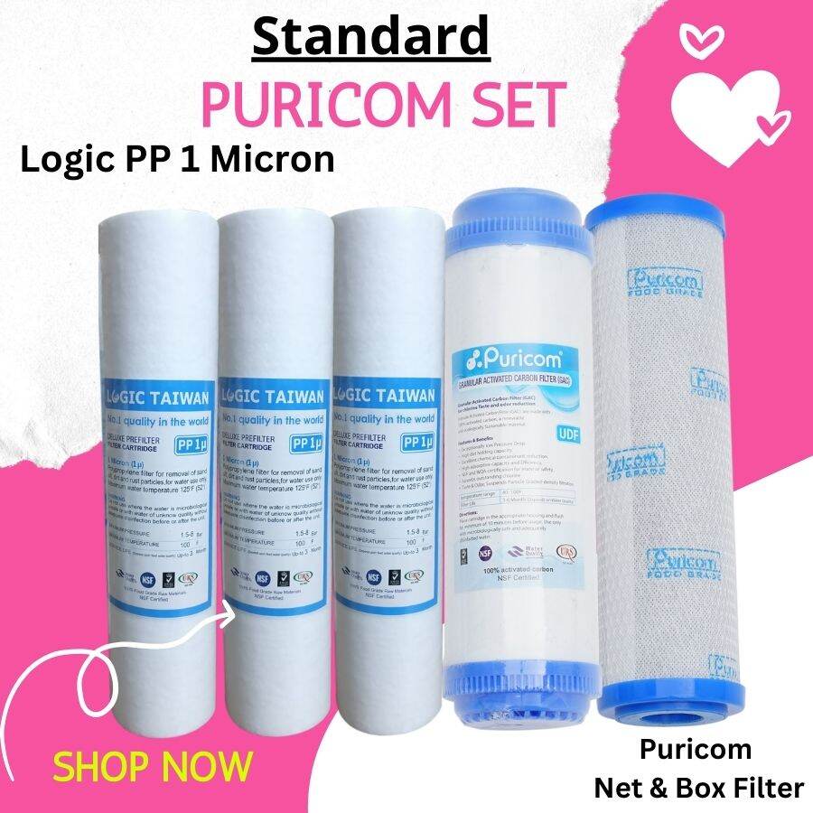 Picture of Logic Taiwan 3 Pcs Sediment Filter Pp ( 1 Micron ),(Purecom-1 Pcs Cto Net Carbon And 1 Pcs Udf Box Carbon 10" )(5 Pcs Packeg)