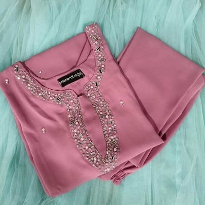 Picture of New Collection Readymade  Stylish Silk With Stone Work Two  Piece For Women(44)