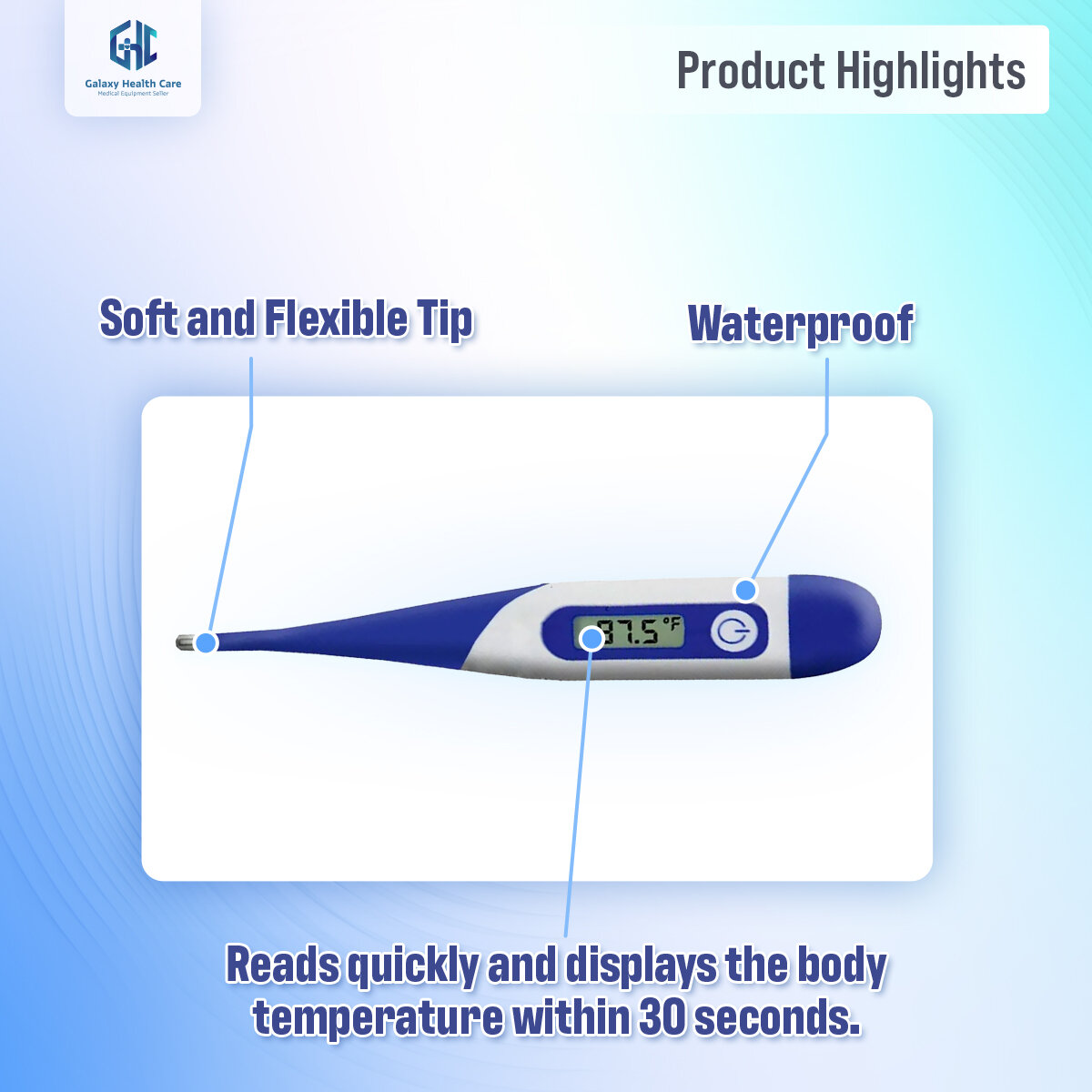 Picture of Heartman Flexible Waterproof Digital Thermometer for Baby & Adults Easy to Use 1 year warranty - Chili Red - Int: One size