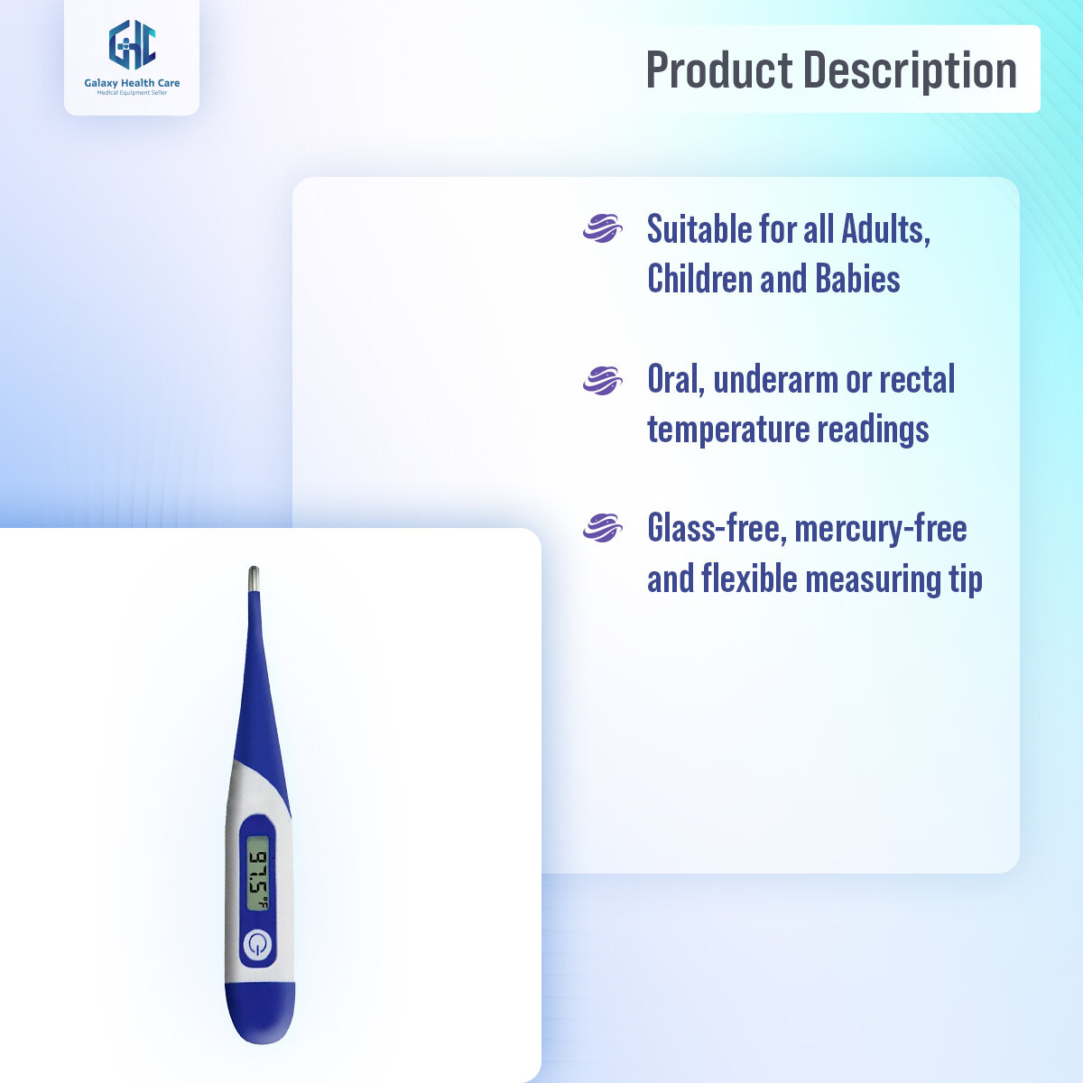 Picture of Heartman Flexible Waterproof Digital Thermometer for Baby & Adults Easy to Use 1 year warranty - Chili Red - Int: One size