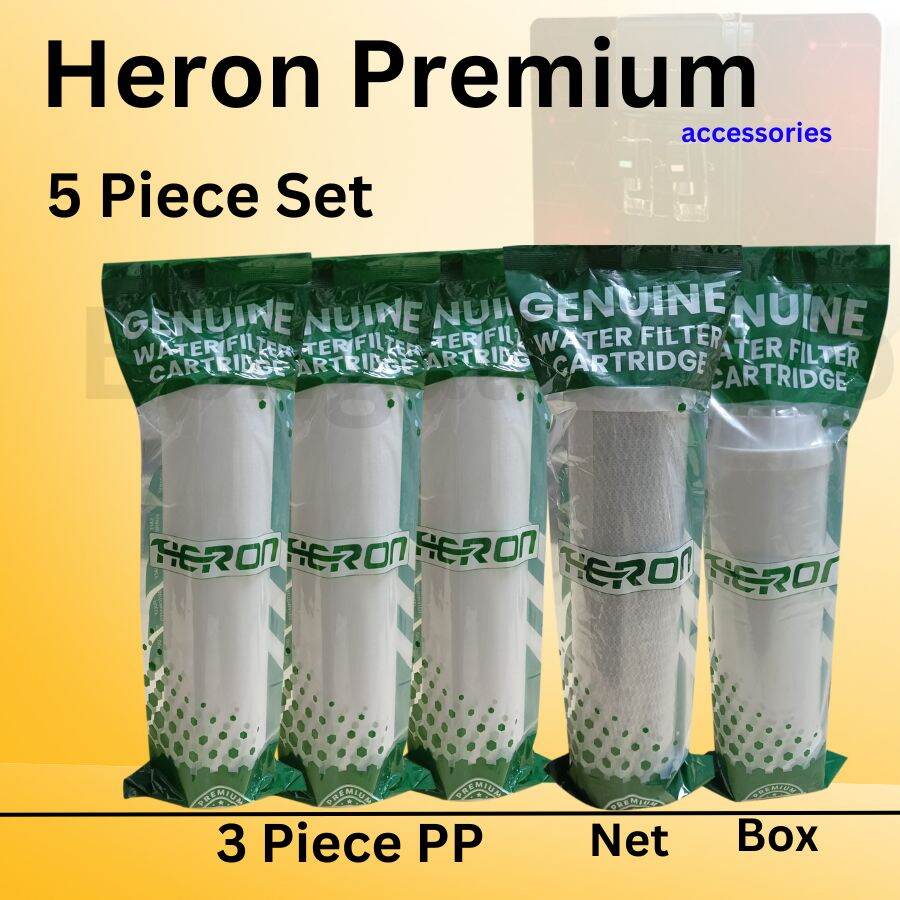 Picture of Water Filter Kit Heron 5 Pcs Combo Of 03 Pcs Sediment Pp, 1 Pcs Net Carbon Cto & 1 Pcs Box Carbon Udf 10" - Multicolor