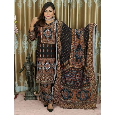 Picture of Readymade  Stylish And Comfortable Made By Lilen  Fabric Ghararah Three Piece For Women(42)