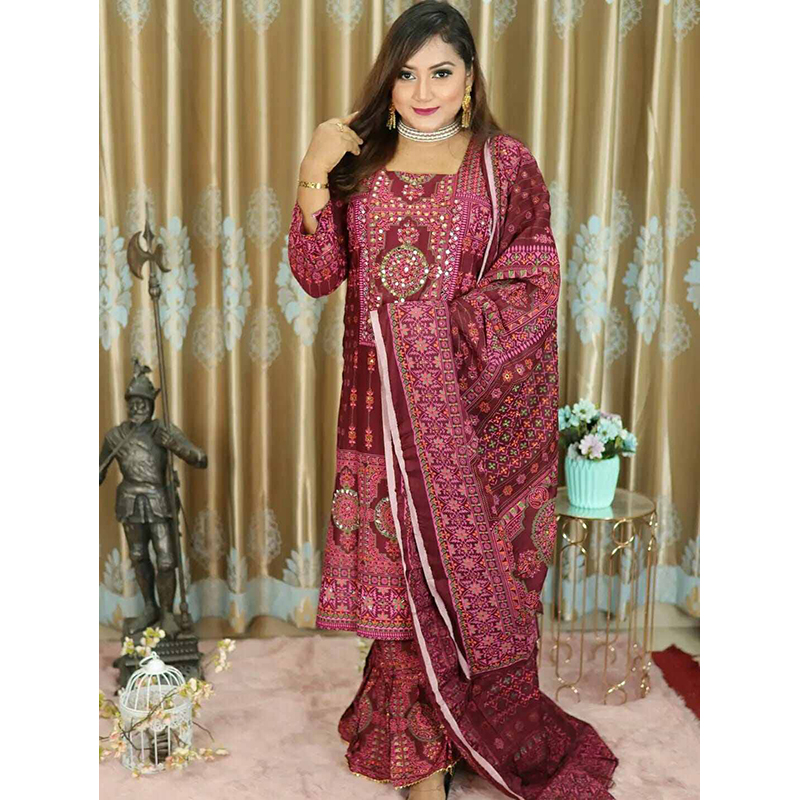 Picture of Readymade  Stylish And Comfortable Made By Lilen  Fabric Ghararah Three Piece For Women(42)