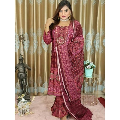 Picture of Readymade  Stylish And Comfortable Made By Lilen  Fabric Ghararah Three Piece For Women(42)