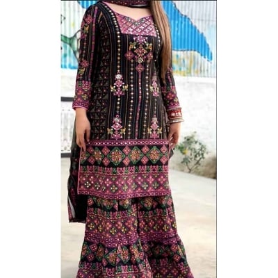 Picture of Readymade  Stylish And Comfortable Made By Lilen  Fabric Ghararah Three Piece For Women