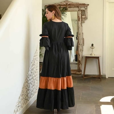 Picture of New Exclusive Collection Readymade Made By Cotton Fevric Gown One Piece For Girls-Black(Int: One size)