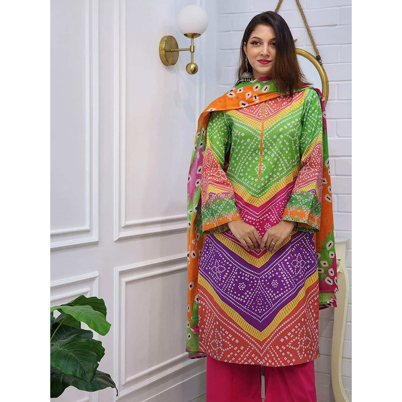 Picture of New  Stylish And Comfortable Exclusive  Designed Readymade Made By Cotton Fevric  Three Piece For Girls-Green