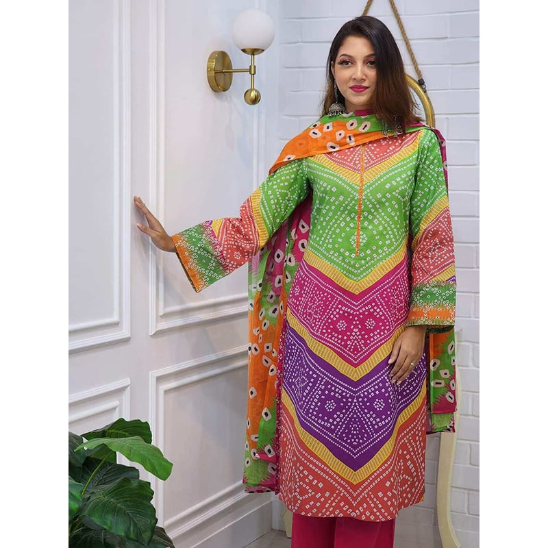 Picture of New  Stylish And Comfortable Exclusive  Designed Readymade Made By Cotton Fevric  Three Piece For Girls-Green