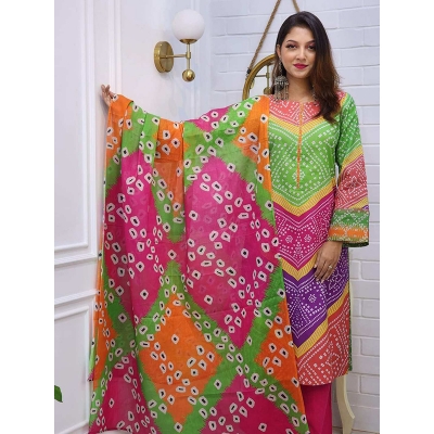 Picture of New  Stylish And Comfortable Exclusive  Designed Readymade Made By Cotton Fevric  Three Piece For Girls-Green