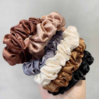 Picture of Silk Scrunchie Hair Band for & Braselet for girls 10 Pieces-Multicolor(Int: One size)