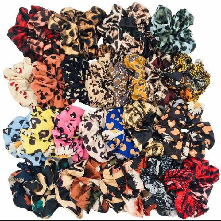 Picture of Silk Scrunchie Hair Band for & Braselet for girls 10 Pieces-Multicolor(Int: One size)