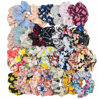 Picture of Silk Scrunchie Hair Band for & Braselet for girls 10 Pieces-Multicolor(Int: One size)