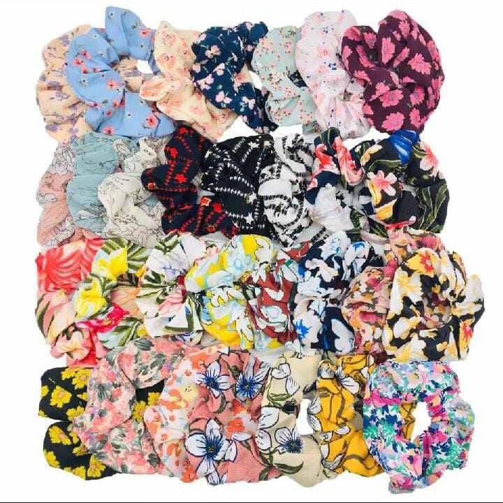 Picture of Silk Scrunchie Hair Band for & Braselet for girls 5 Pieces-Multicolor(Int: One size)
