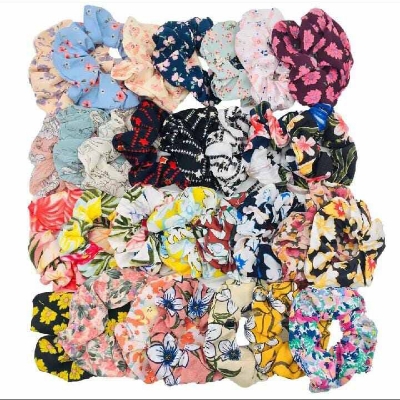Picture of Silk Scrunchie Hair Band for & Braselet for girls 5 Pieces-Multicolor(Int: One size)