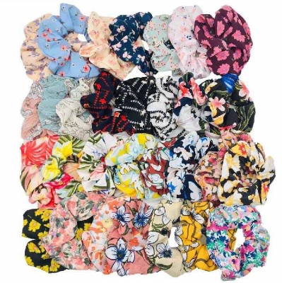 Picture of Silk Scrunchie Hair Band for & Braselet for girls 5 Pieces-Multicolor(Int: One size)