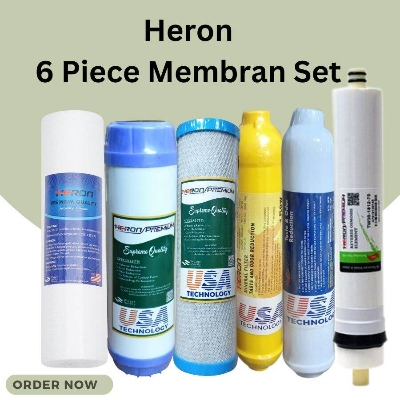 Picture of Water Filter Kit Or Accosarij  Yearly Full Set RO Machine filter Cartridge (Membrane 1 Pcs +PP Filter 1 pcs +Net Carbon 1 Pcs +Box Carbon 1 Pcs + Test & Order 1 Pcs , Menaral-1 Pcs )  6 Pcs Set - Multicolor