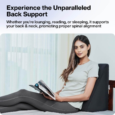 Picture of GALAXY Wedge Pillow polyurethane Foam | 2 Years Warranty | Orthopedic Wedge Cushion for Back Support, Sleeping, Leg Elevator, Pregnancy, GERD, Anti Snoring (Dark Grey, 18 x 17.5 x 11 Inch)