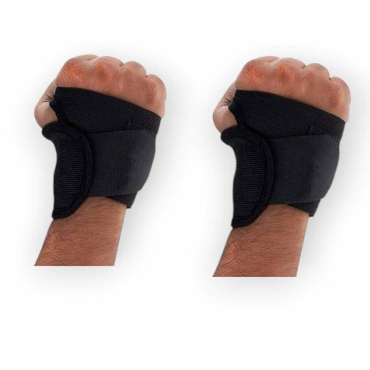 Picture of 2 pis Thumb & Wrist Support Wrap Brace Binder Stabilizer for Men & Women Gym Workout Sports Hand Injuries Warmer Band, Pain Relief, Arthritis, Tendonitis, Supporter - Black - Int: One size