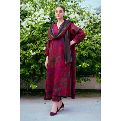 Picture of New Exclusive Designed Readymade Stylish And Comfortable Made By Slub cotton & Dubai Silk With full les work Three Piece For Girls