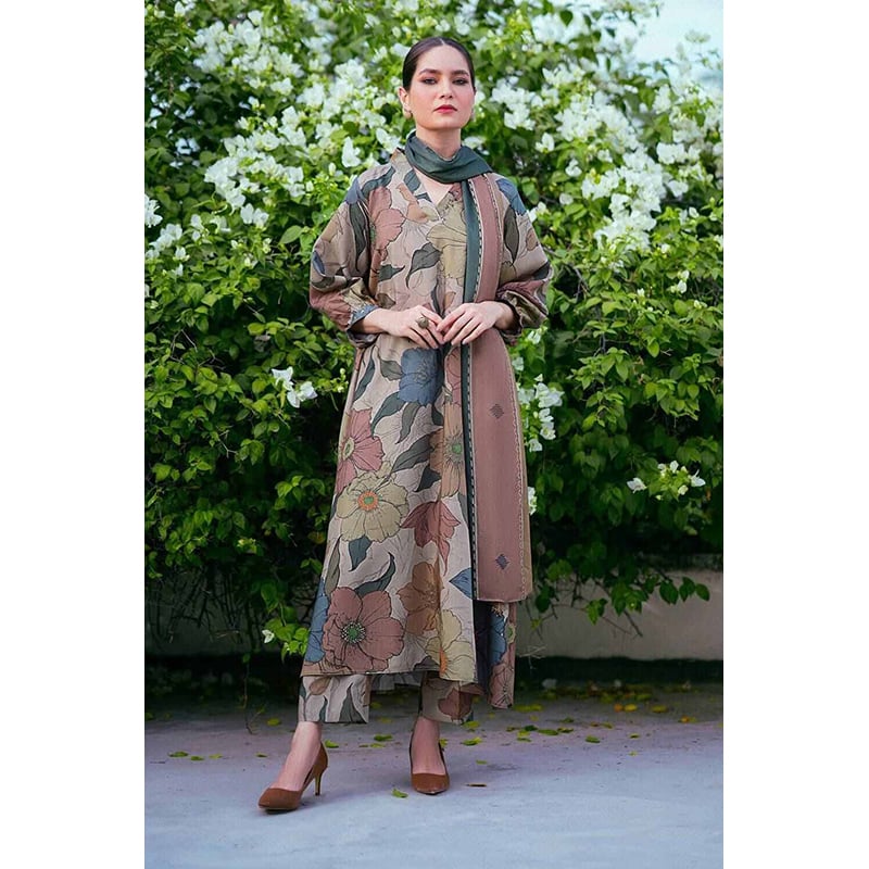 Picture of New Exclusive Designed Readymade Stylish And Comfortable Made By Slub cotton & Dubai Silk With full les work Three Piece For Girls