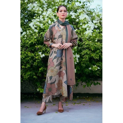 Picture of New Exclusive Designed Readymade Stylish And Comfortable Made By Slub cotton & Dubai Silk With full les work Three Piece For Girls