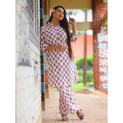 Picture of NEW COLLECTION SKIN PRINT SOFT  COTTON TWO PIECE FOR WOMEN-White