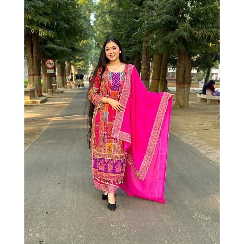 Picture of A TO Z MALL New Exclusive Design Readymade Made By Georgette Fevric Three Piece For Women