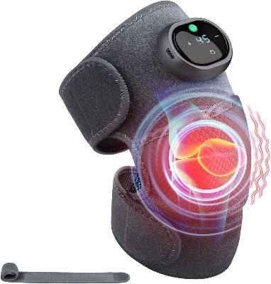 Picture of Knee Massager with Heat and Vibration Massage, Knee Brace Pain Relief for Joints Elbow Shoulder Ligament and Muscles Injuries, Two Adjustable Straps, Suit for Family Home - Multicolor - Int: One size