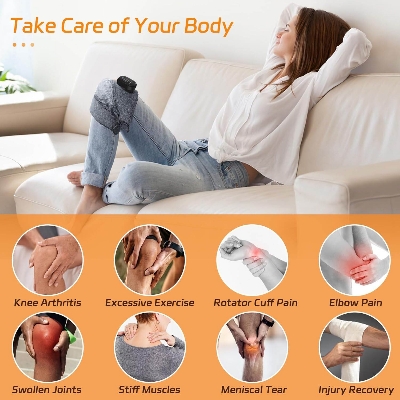 Picture of Knee Massager with Heat and Vibration Massage, Knee Brace Pain Relief for Joints Elbow Shoulder Ligament and Muscles Injuries, Two Adjustable Straps, Suit for Family Home - Multicolor - Int: One size
