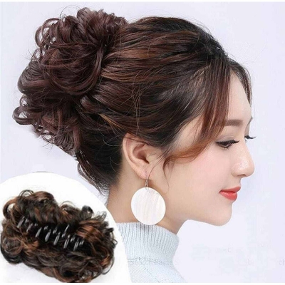 Picture of A TO Z MALL Enacolor Bun Head Wig Hairpiece Wig Claw Clip Natural Fluff Artificial Hair Updo Female