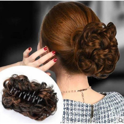 Picture of A TO Z MALL Enacolor Bun Head Wig Hairpiece Wig Claw Clip Natural Fluff Artificial Hair Updo Female