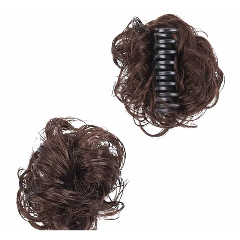 Picture of A TO Z MALL Enacolor Bun Head Wig Hairpiece Wig Claw Clip Natural Fluff Artificial Hair Updo Female