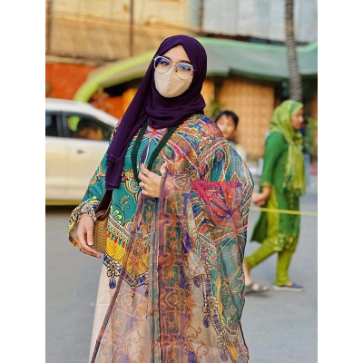 Picture of New Collection Readymade Stylish And Comfortable Digital Print Three Piece For Girls-Green