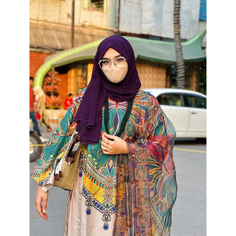 Picture of New Collection Readymade Stylish And Comfortable Digital Print Three Piece For Girls-Green