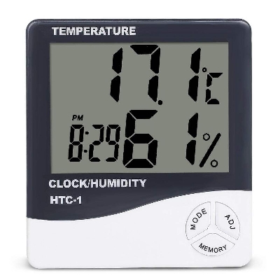 Picture of Indoor Room LCD Electronic Temperature Humidity Meter Digital Thermometer Hygrometer Weather Station Alarm Clock HTC-1 - White - Int: One size