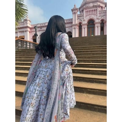 Picture of A TO Z MALL  DIGITAL PRINT HANIA AMIR GAWON THREE PIECE-White