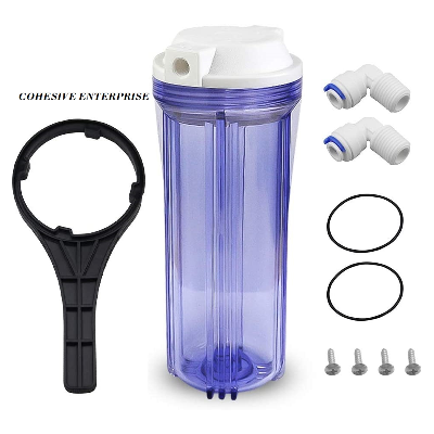 Picture of 10" Clear Housing 1/2 Haf Inch ( Gift Item 1 Pcs Clam + 2 Pcs Elbow + 1 PP+ 1 Key ) Total Set