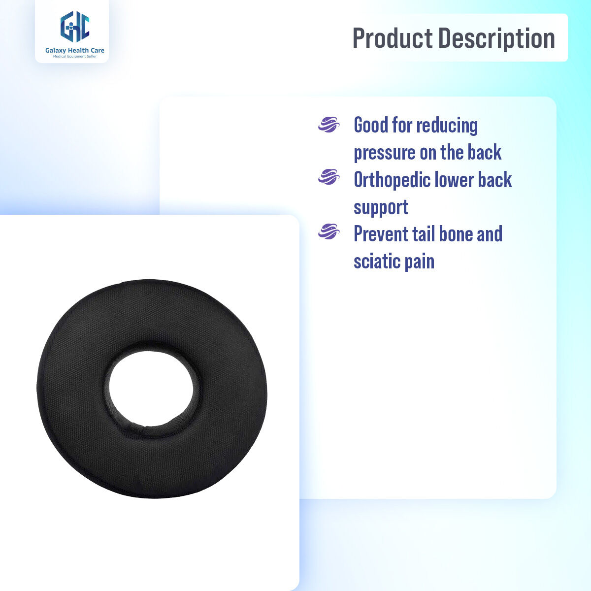 Picture of Donut Ring Cushion Pillow - Black - Int: One size