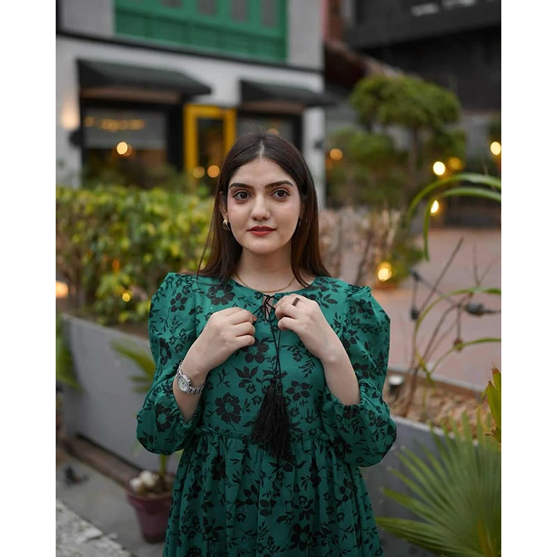 Picture of A TO Z MALL New Collection Readymade Swich silk skin print gawn 1 piece-Yellow(44)