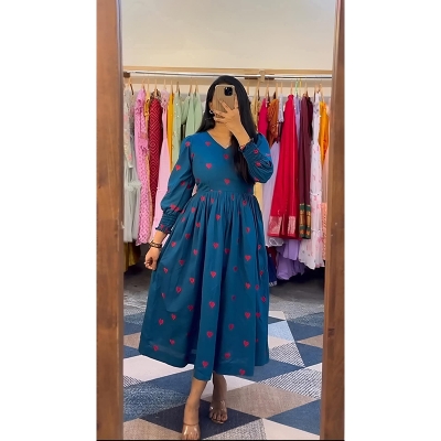 Picture of A TO Z MALL NEW COLLECTION SKIN PRINT SOFT BATTER SILK ONE  PIECE GWON FOR WOMEN(44)