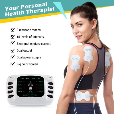 Picture of Electric Pulse Physiotherapy Massager Tens EMS Muscle Stimulator Acupuncture Therapy Body Massage Slimming Health Care Machine - White - Int: One size