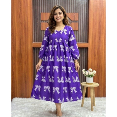Picture of A TO Z MALL NEW COLLECTION SKIN PRINT SOFT BATTER SILK ONE  PIECE GWON FOR WOMEN(44)