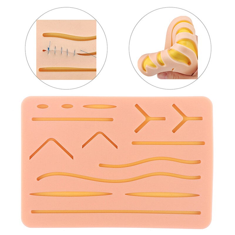 Picture of Reusable Surgical Medical Practice Traumatic Simulation Wounds Training Teaching Model Suture Kit Pad Silicone Fake Skin Suture - Suture_Pad - Int: One size