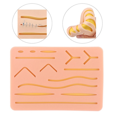 Picture of Reusable Surgical Medical Practice Traumatic Simulation Wounds Training Teaching Model Suture Kit Pad Silicone Fake Skin Suture - Suture_Pad - Int: One size