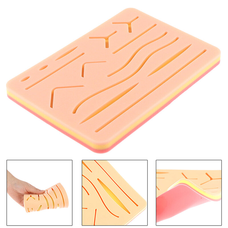 Picture of Reusable Surgical Medical Practice Traumatic Simulation Wounds Training Teaching Model Suture Kit Pad Silicone Fake Skin Suture - Suture_Pad - Int: One size