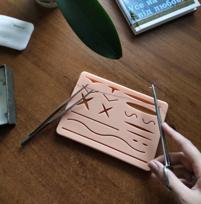 Picture of Reusable Surgical Medical Practice Traumatic Simulation Wounds Training Teaching Model Suture Kit Pad Silicone Fake Skin Suture - Suture_Pad - Int: One size