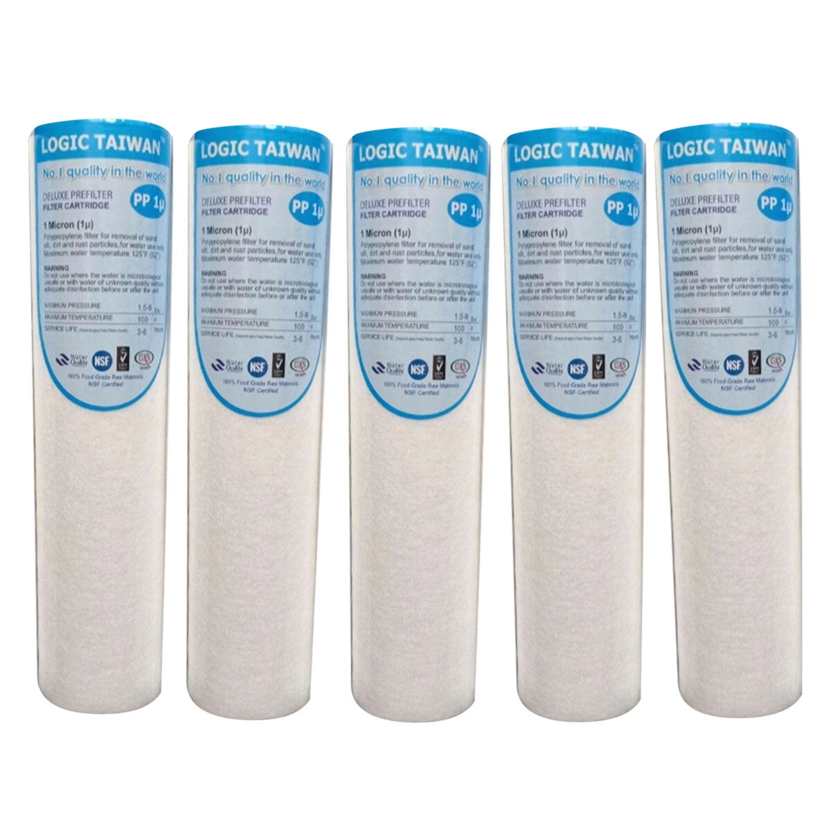 Picture of Water Filter Pp-5 Pcs Pp -1 Micron ,100 Gm-Sediment Filter - Cartridge 10"- White-Brand-Cohesive