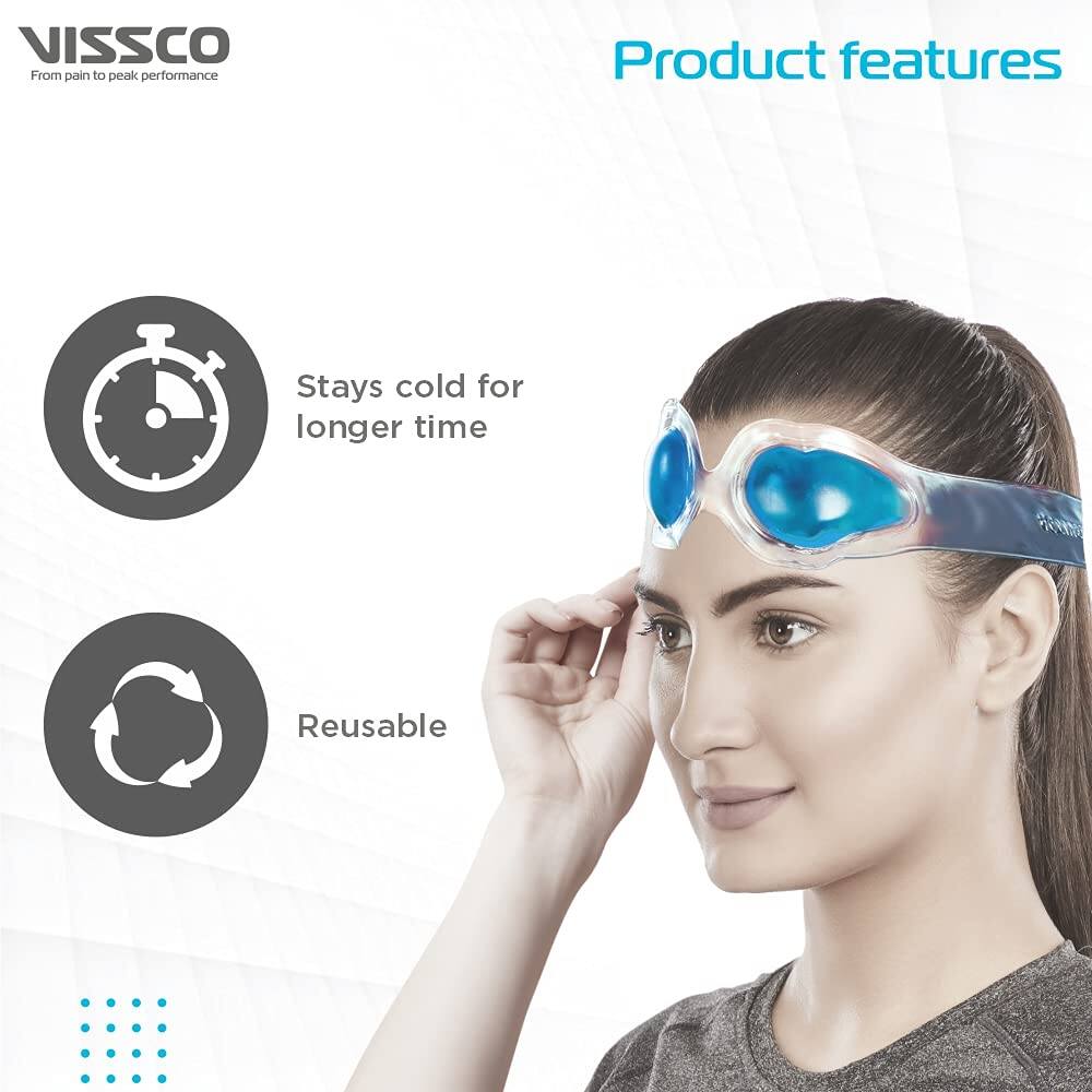 Picture of Vissco Cool Eyes (Gel), Eye Relaxing Mask For Puffy Tired Eyes, Dark Circles, Instant Pain Relief, Dry Eyes, Redness - Universal (Blue)